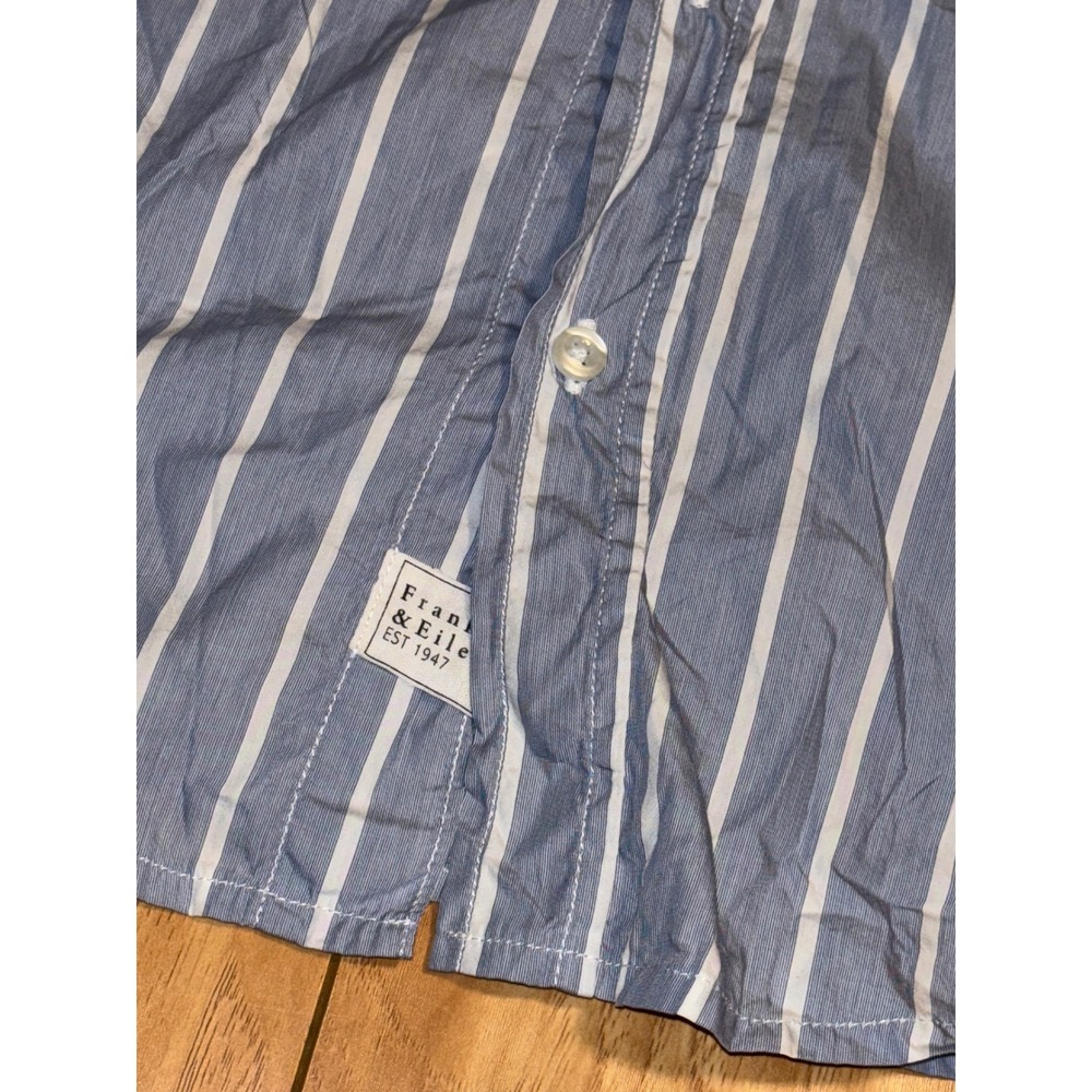 Frank & Eileen Barry Blue White Striped Button Down Shirt XS Italian Poplin USA - Picture 4 of 9